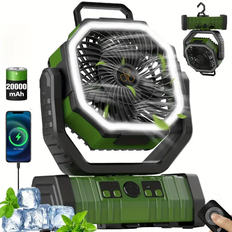 Camping Fan With Led Light - Designmycraft