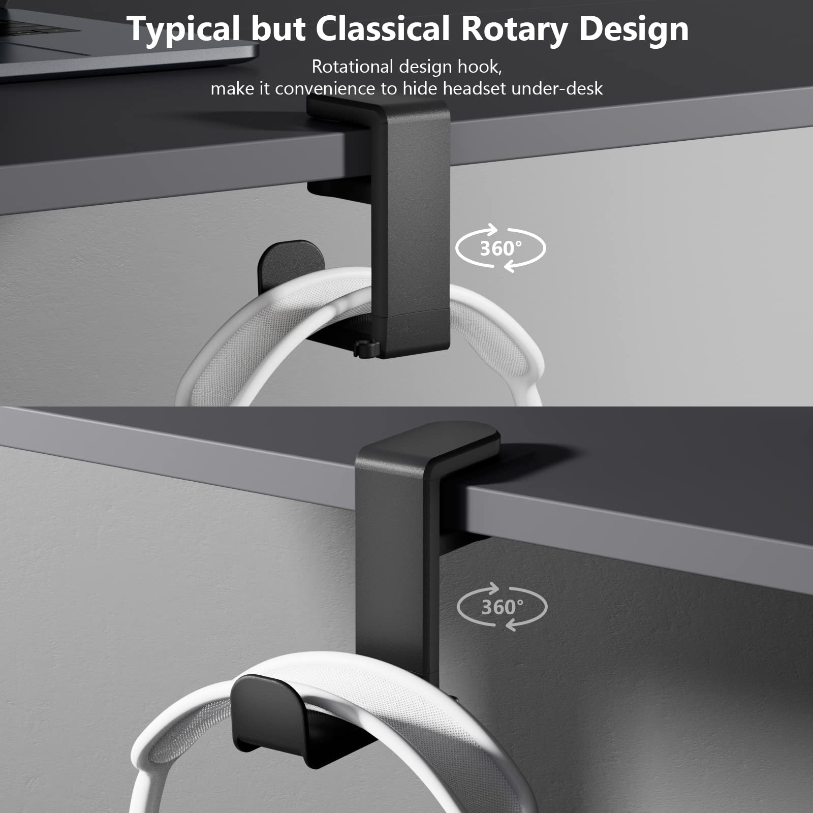 PC rotating headphone hook bracket - Designmycraft