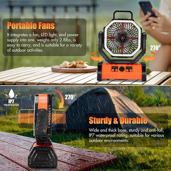 Camping Fan With Led Light - Designmycraft