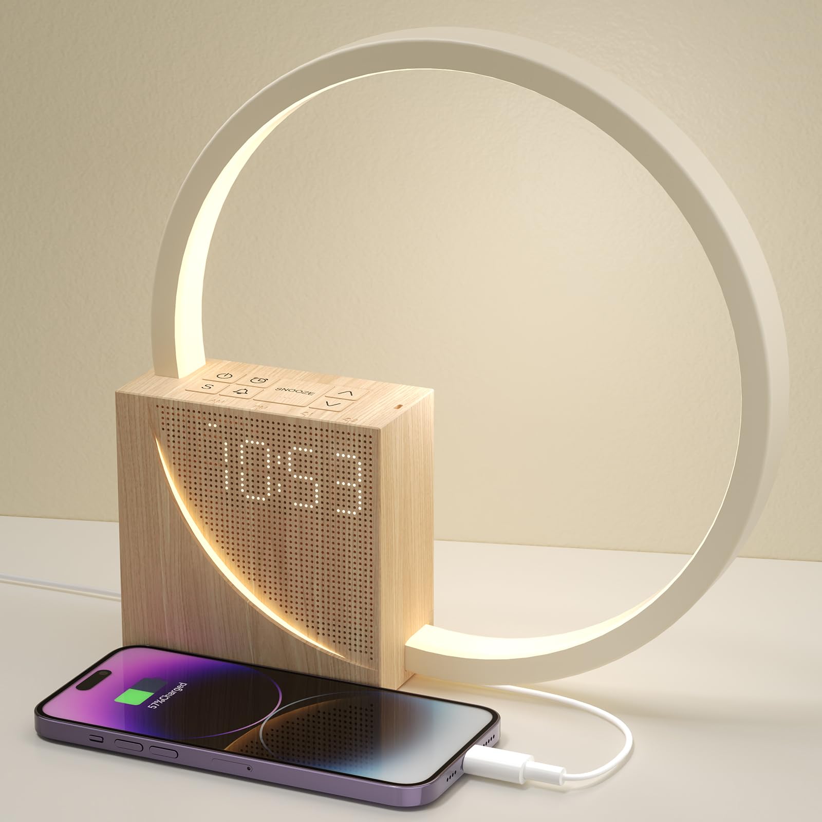 Touch Dimmable Bedside Lamp Sunrise Alarm Clock