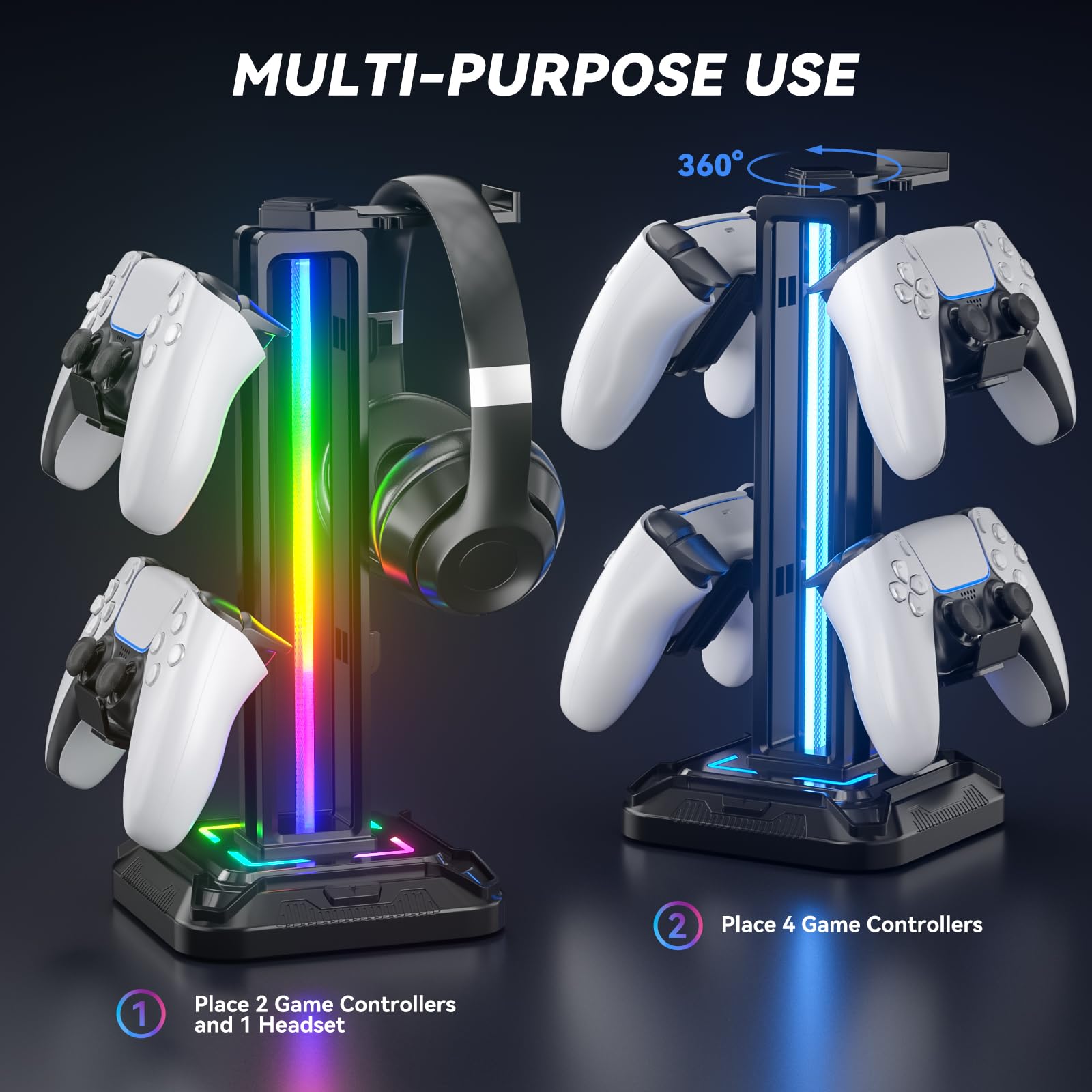 RGB desktop game controller headphone stand