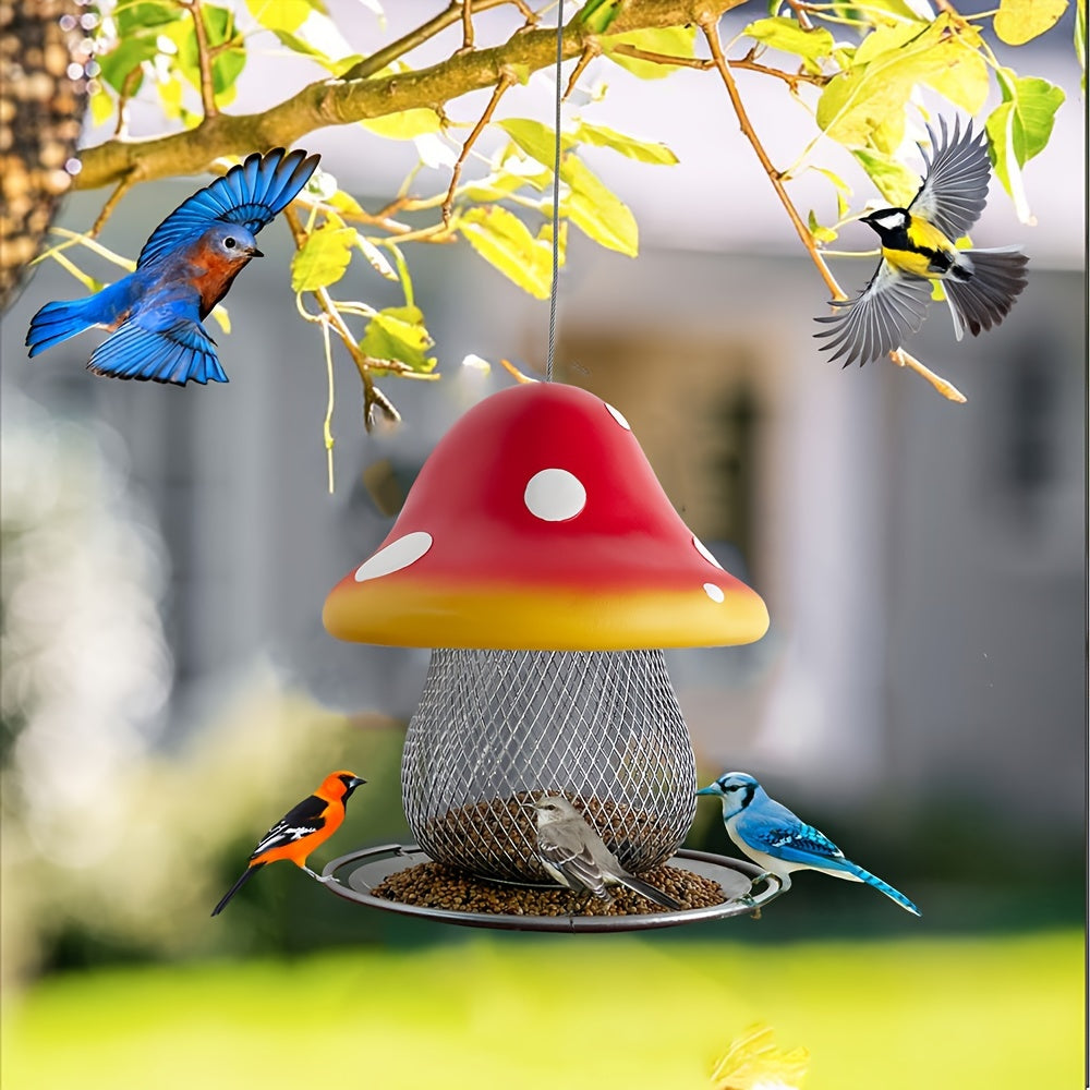 Outdoor Mushroom Solar Bird Feeder
